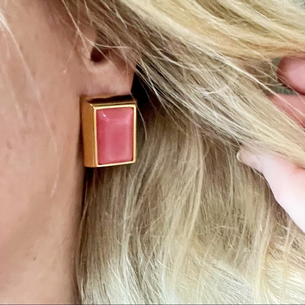Givenchy Pink Square Stone Post-Back Earrings - image 7